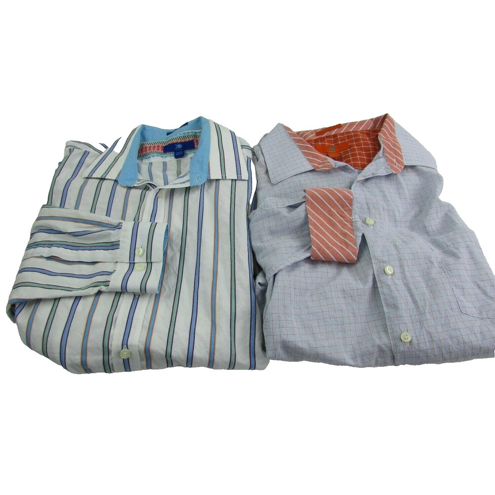 2 Egara Men's 2XLT Slim Fit Cotton Shirts Long Sleeve Button Front